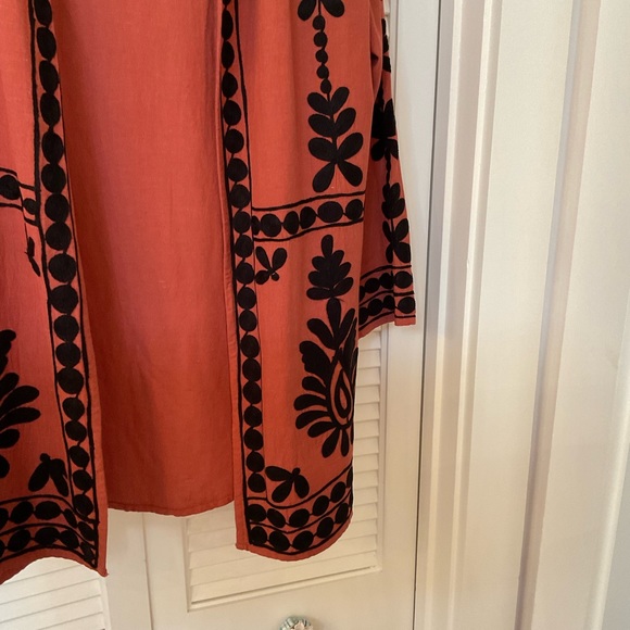 Angel Heart Boutique Rust Open Front Jacket with Black Embroidery, Size M - Picture 5 of 9